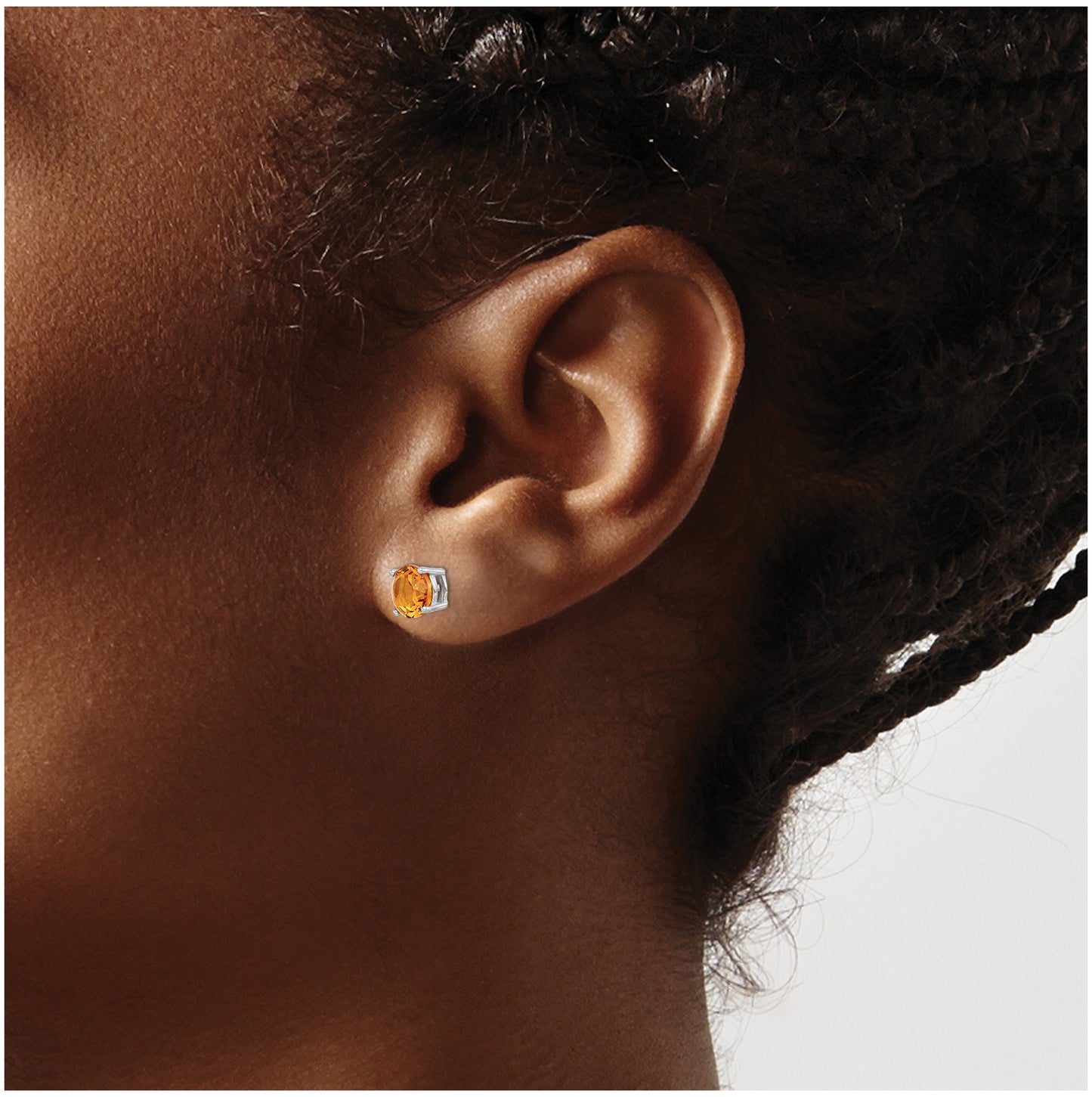 Sterling Silver Rhodium Plated Yellow Crystal Birthstone Earrings