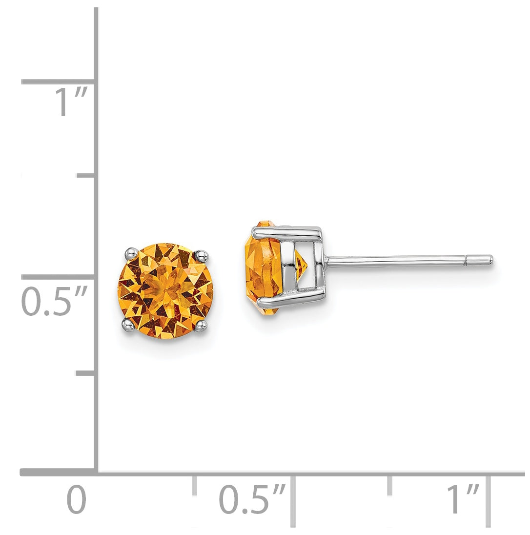 Sterling Silver Rhodium Plated Yellow Crystal Birthstone Earrings