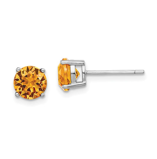 Sterling Silver Rhodium Plated Yellow Crystal Birthstone Earrings