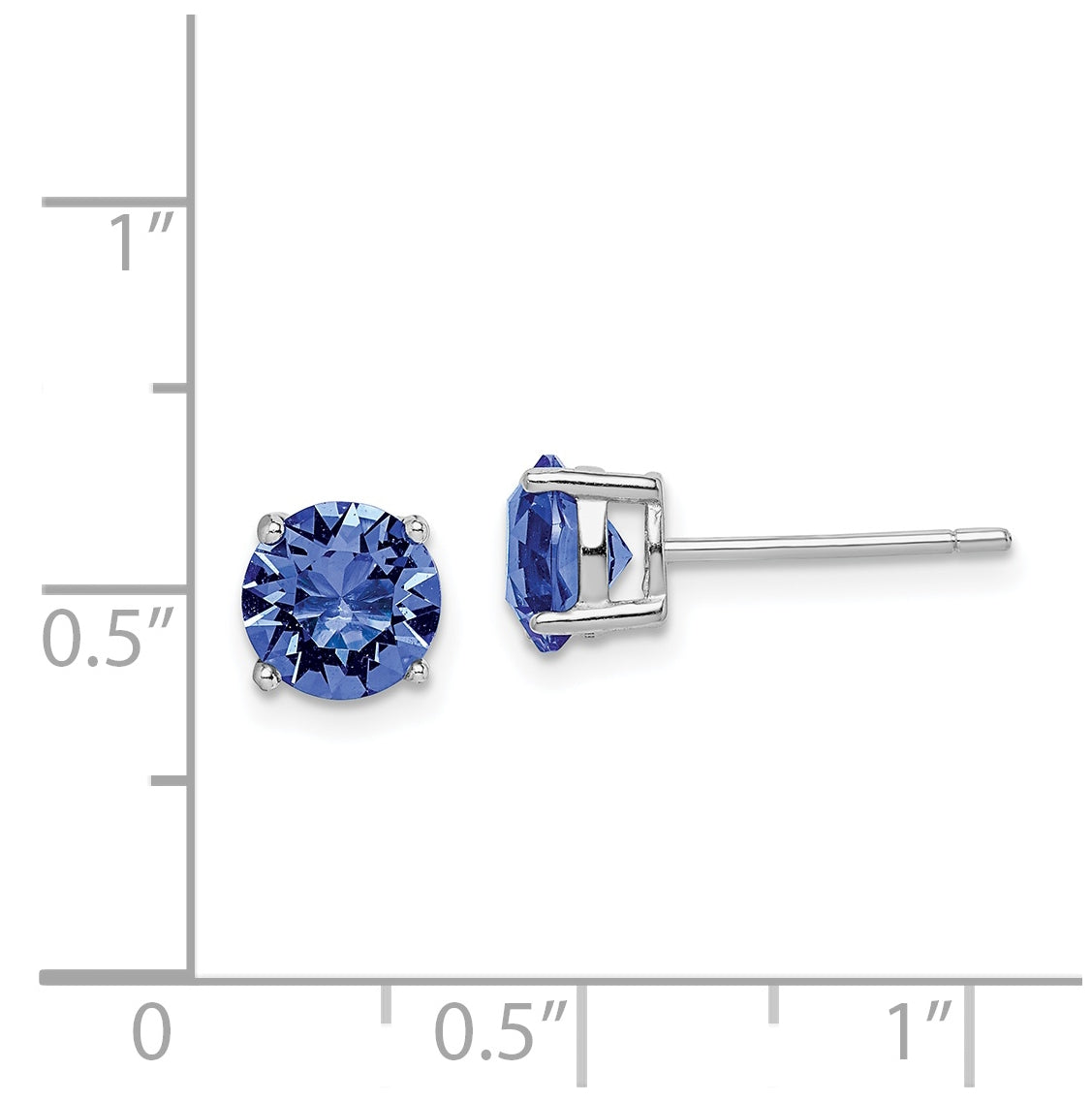 Sterling Silver Rhodium Plated Blue Crystal Birthstone Earrings