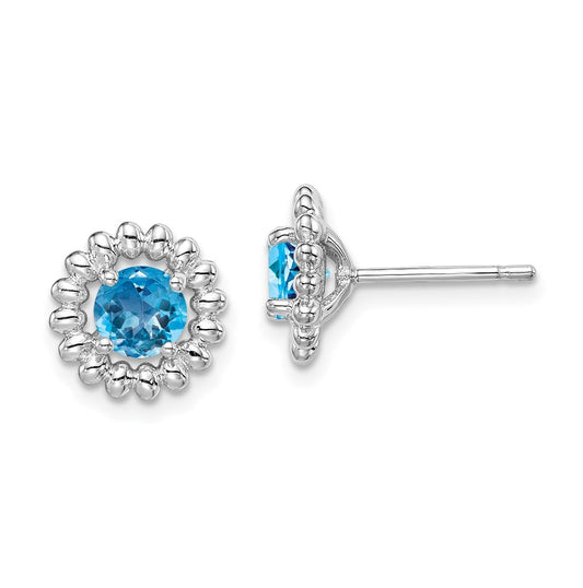 Sterling Silver Rhodium Plated LB Topaz Earrings