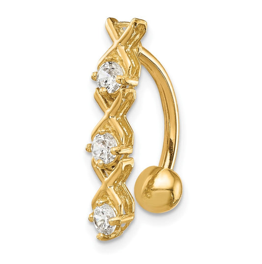 10k Yellow Gold with Cubic Zirconia Xoxo Belly Dangle – Elegant Jewelry Gift for Birthday, Anniversary, Engagement, Wedding