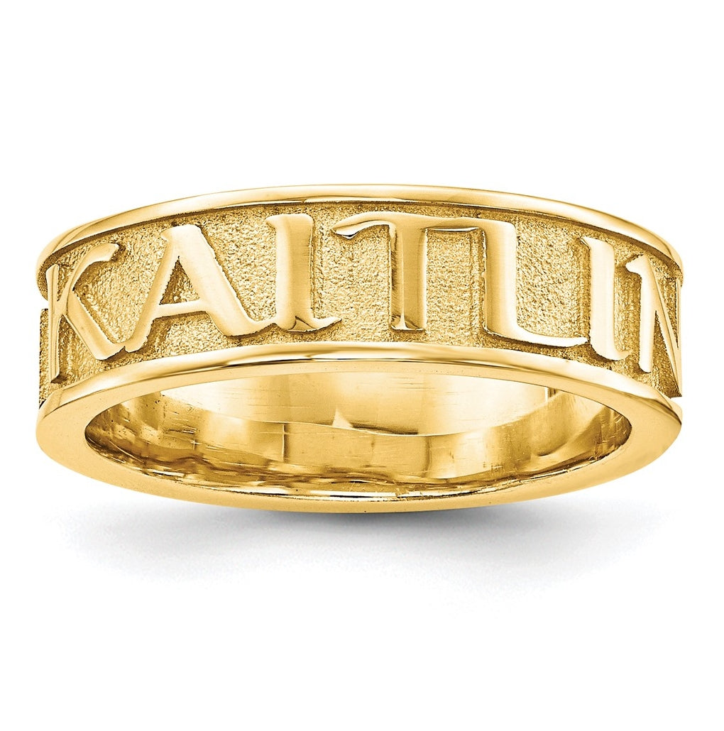 10k Yellow Gold Polished and Sandblasted Name Ring Size 5 – Elegant Jewelry Gift for Birthday, Anniversary, Engagement, Wedding