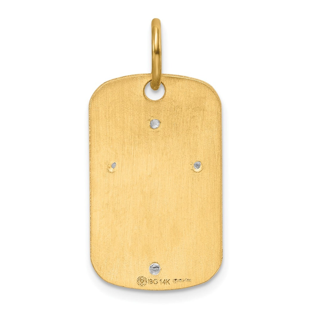 14K Yellow Gold 24x14.4 Dog Tag  14K White Gold 11.17mm Cross 13-1.5MM Cubic Zirconia Mounting – Elegant Jewelry Gift for Birthday, Anniversary, Engagement, Wedding