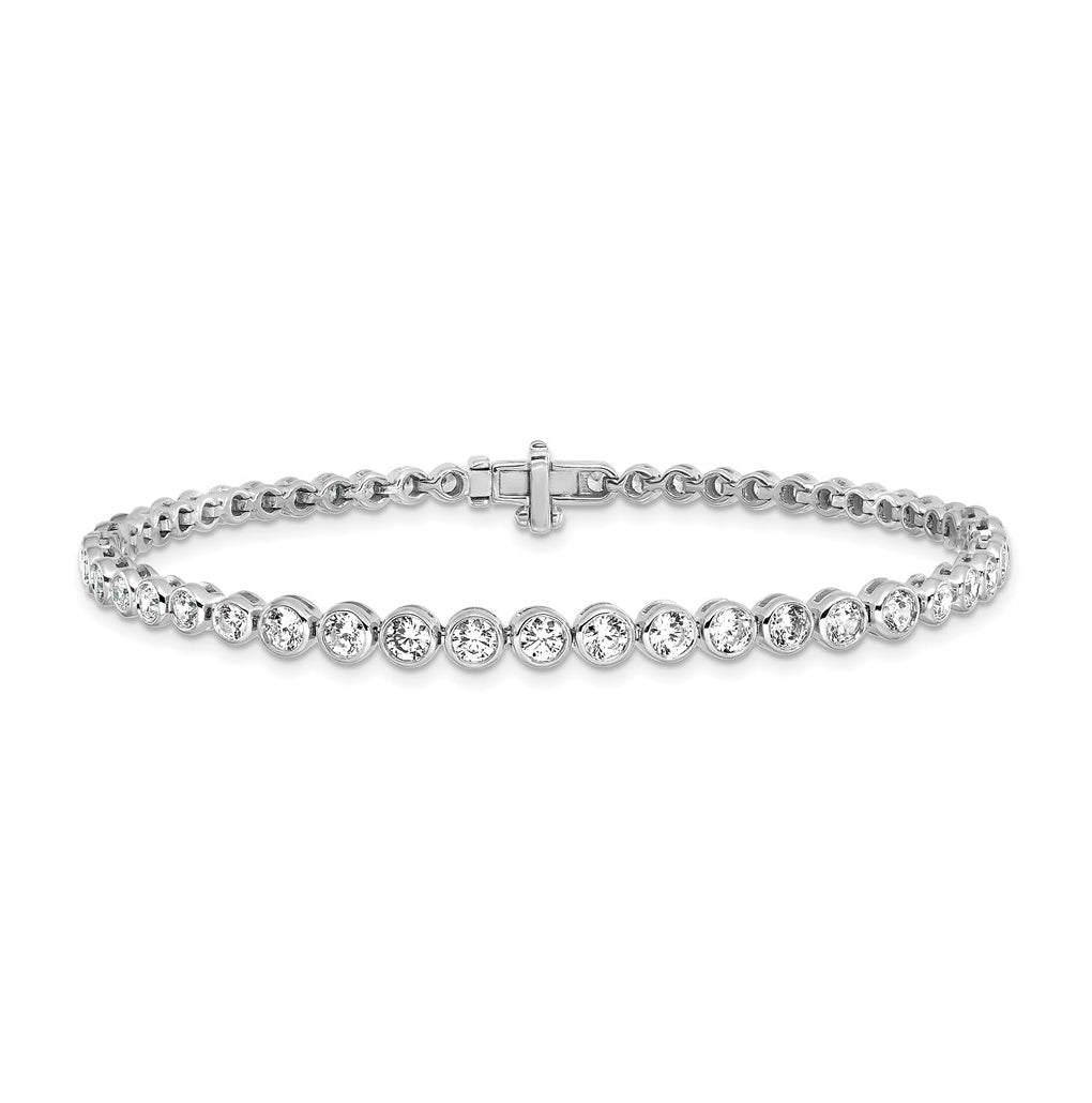 10k Yellow Gold 3ct Lab Grown Diamond VS/SI+ G+ Complete Round Bezel Set 7in Tennis Bracelet – Elegant Jewelry Gift for Birthday, Anniversary, Engagement, Wedding