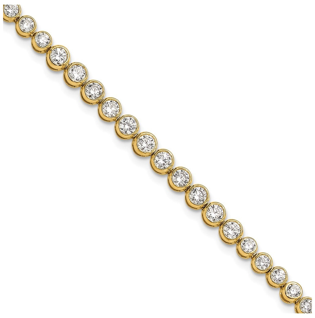 10k Yellow Gold 3ct Lab Grown Diamond VS/SI+ G+ Complete Round Bezel Set 7in Tennis Bracelet – Elegant Jewelry Gift for Birthday, Anniversary, Engagement, Wedding