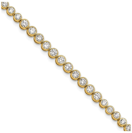 10k Yellow Gold 3ct Lab Grown Diamond VS/SI+ G+ Complete Round Bezel Set 7in Tennis Bracelet – Elegant Jewelry Gift for Birthday, Anniversary, Engagement, Wedding