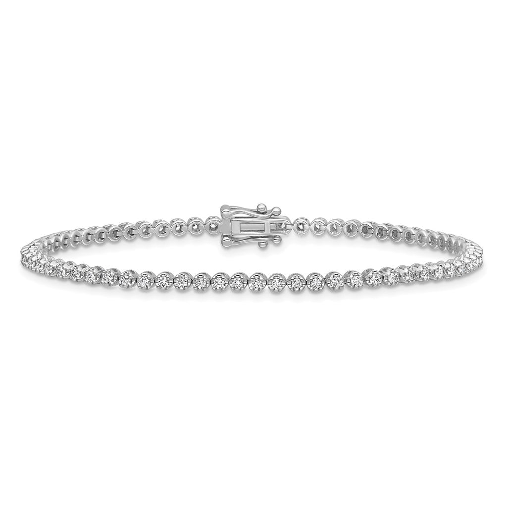 Sterling Silver Rhodium-plated 1ct Lab Grown Diamond VS/SI+ G+ Complete Round Tennis Bracelet – Elegant Jewelry Gift for Birthday, Anniversary, Engagement, Wedding