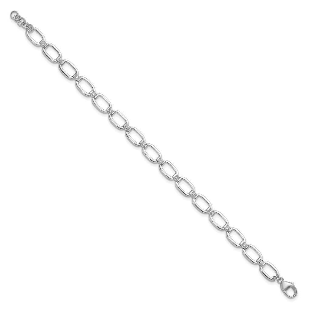 Sterling Silver Rhodium-plated 1/2ct Lab Grown Diamond VS/SI+ G+ Complete 6.75 in with .25in ext Bracelet – Elegant Jewelry Gift for Birthday, Anniversary, Engagement, Wedding