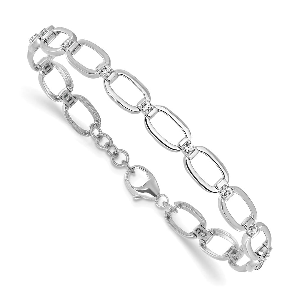 Sterling Silver Rhodium-plated 1/2ct Lab Grown Diamond VS/SI+ G+ Complete 6.75 in with .25in ext Bracelet – Elegant Jewelry Gift for Birthday, Anniversary, Engagement, Wedding