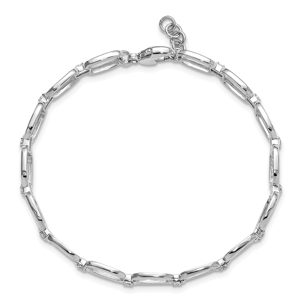 Sterling Silver Rhodium-plated 1/2ct Lab Grown Diamond VS/SI+ G+ Complete 6.75 in with .25in ext Bracelet – Elegant Jewelry Gift for Birthday, Anniversary, Engagement, Wedding