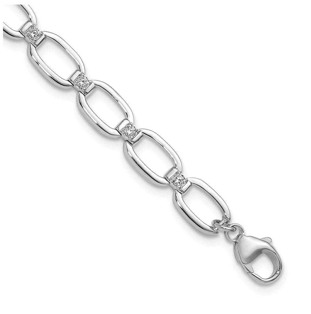Sterling Silver Rhodium-plated 1/2ct Lab Grown Diamond VS/SI+ G+ Complete 6.75 in with .25in ext Bracelet – Elegant Jewelry Gift for Birthday, Anniversary, Engagement, Wedding