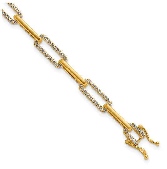 10k Yellow Gold 1 3/8ct Lab Grown Diamond VS/SI+ G+ Complete Fashion Link 7in Bracelet – Elegant Jewelry Gift for Birthday, Anniversary, Engagement, Wedding