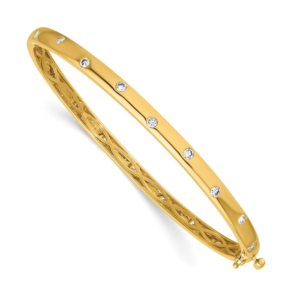 10k Yellow Gold 3/4ct Lab Grown Diamond VS/SI+ G+ Complete 6.75in Bangle Bracelet – Elegant Jewelry Gift for Birthday, Anniversary, Engagement, Wedding