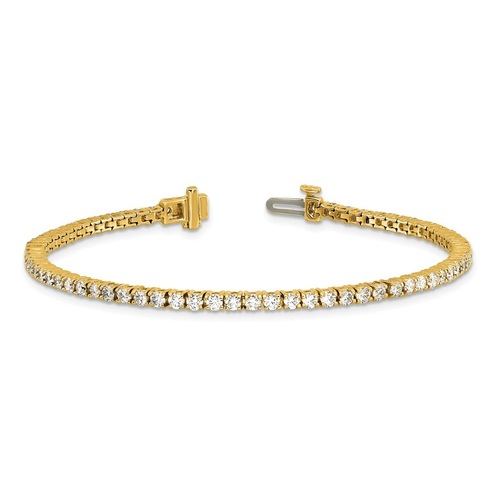 10K Yellow Gold 3ct Lab Grown Diamond VS+ F+ Complete Tennis Bracelet – Elegant Jewelry Gift for Birthday, Anniversary, Engagement, Wedding