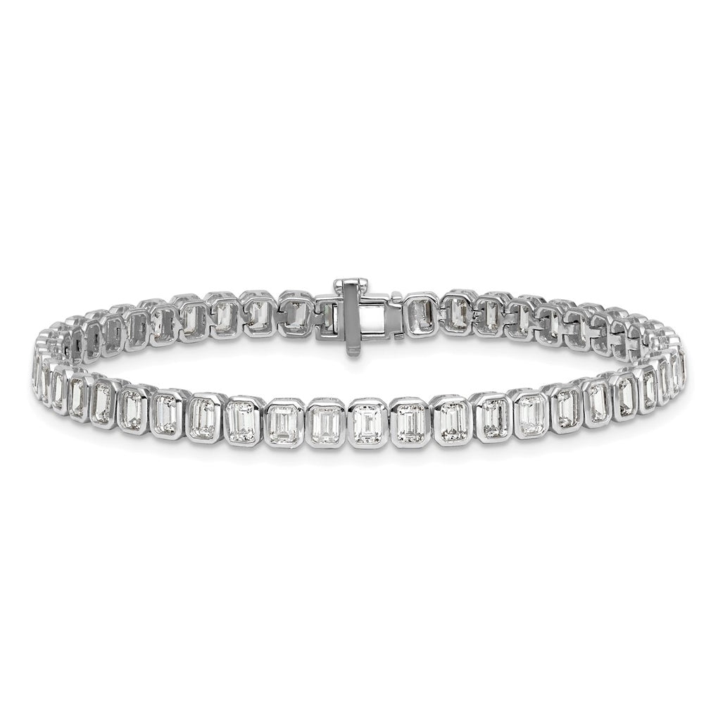 10k Yellow Gold 6 1/2ct Lab Grown Diamond VS+ F+ Complete Emerald Tennis Bracelet – Elegant Jewelry Gift for Birthday, Anniversary, Engagement, Wedding