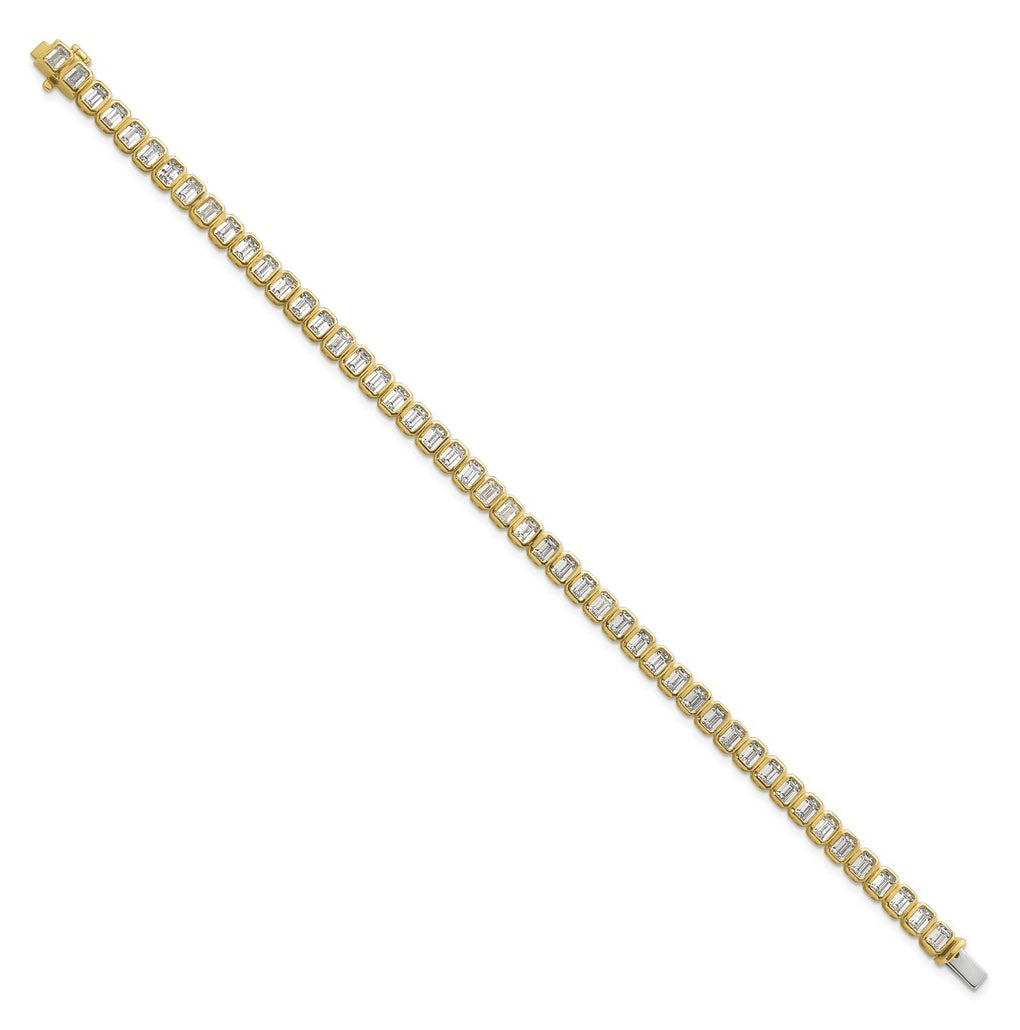 10k Yellow Gold 6 1/2ct Lab Grown Diamond VS+ F+ Complete Emerald Tennis Bracelet – Elegant Jewelry Gift for Birthday, Anniversary, Engagement, Wedding