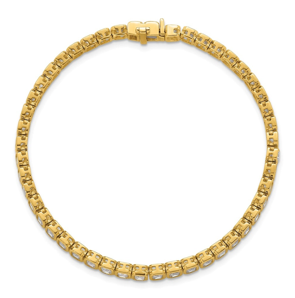 10k Yellow Gold 6 1/2ct Lab Grown Diamond VS+ F+ Complete Emerald Tennis Bracelet – Elegant Jewelry Gift for Birthday, Anniversary, Engagement, Wedding