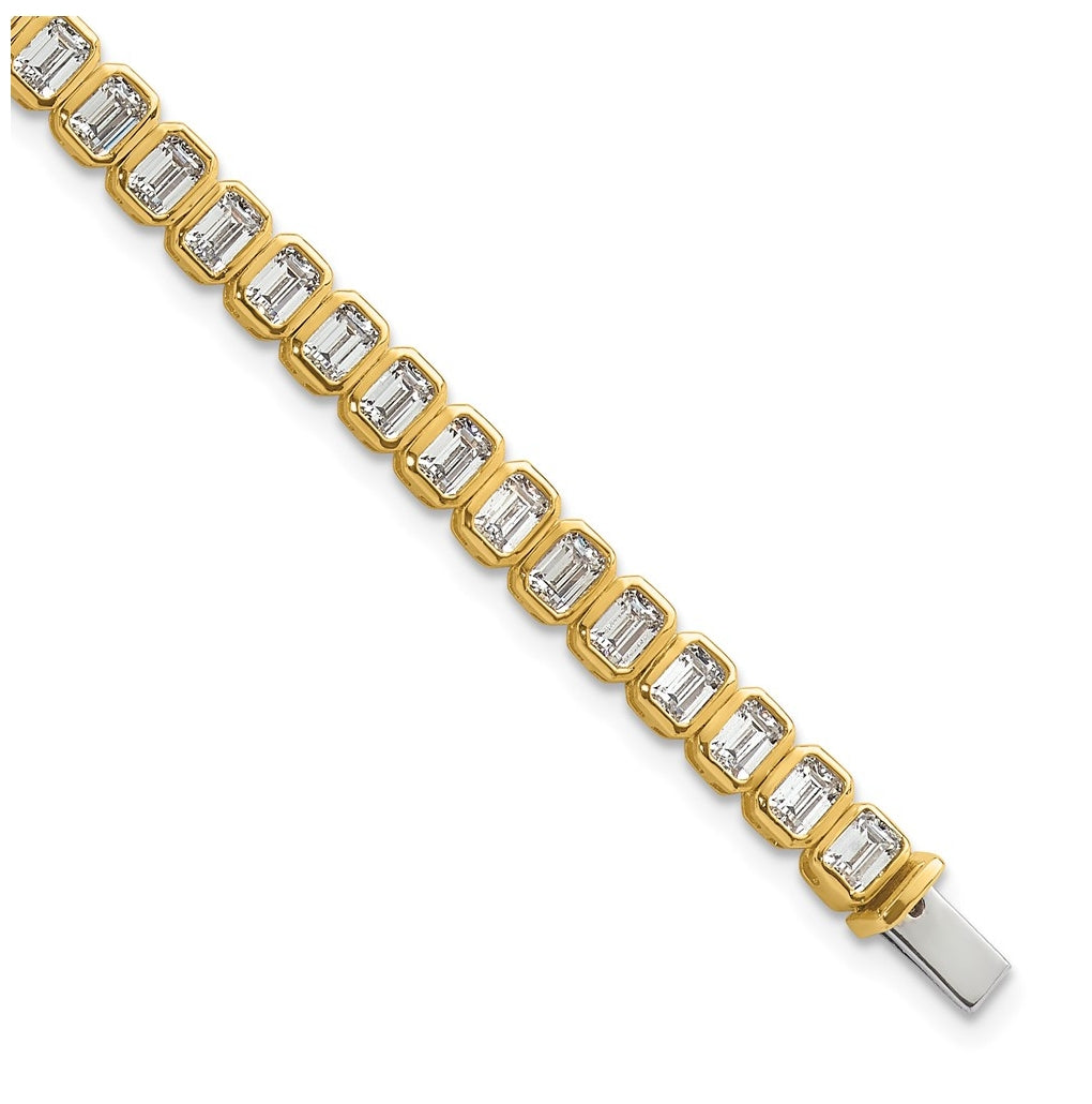 10k Yellow Gold 6 1/2ct Lab Grown Diamond VS+ F+ Complete Emerald Tennis Bracelet – Elegant Jewelry Gift for Birthday, Anniversary, Engagement, Wedding