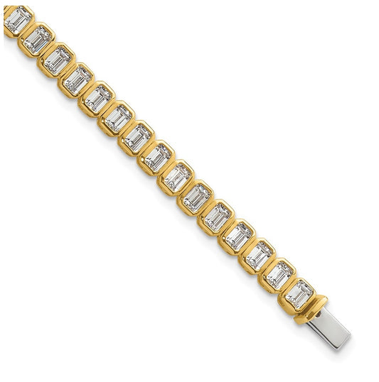 10k Yellow Gold 6 1/2ct Lab Grown Diamond VS+ F+ Complete Emerald Tennis Bracelet – Elegant Jewelry Gift for Birthday, Anniversary, Engagement, Wedding