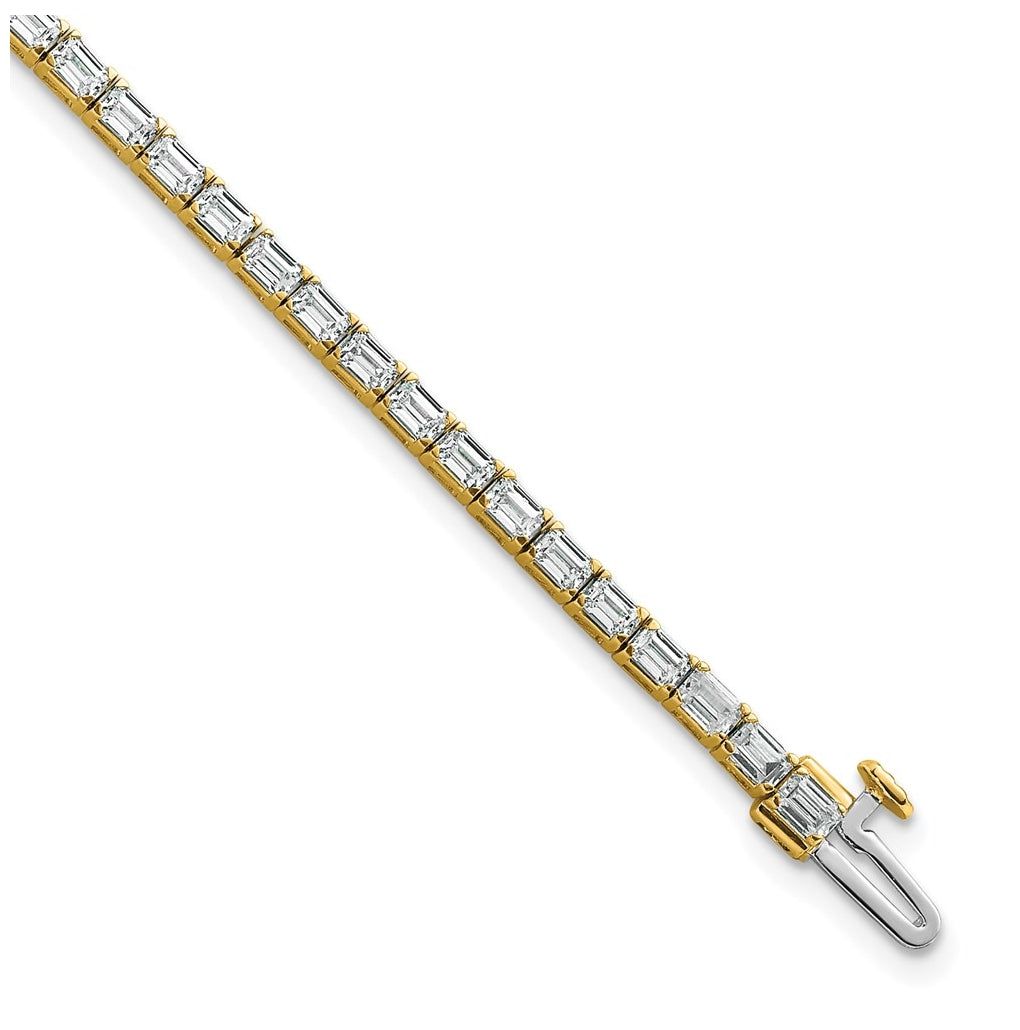 10k Yellow Gold 5 ct Lab Grown Diamond VS/SI+ G+ Complete Emerald Tennis Bracelet – Elegant Jewelry Gift for Birthday, Anniversary, Engagement, Wedding