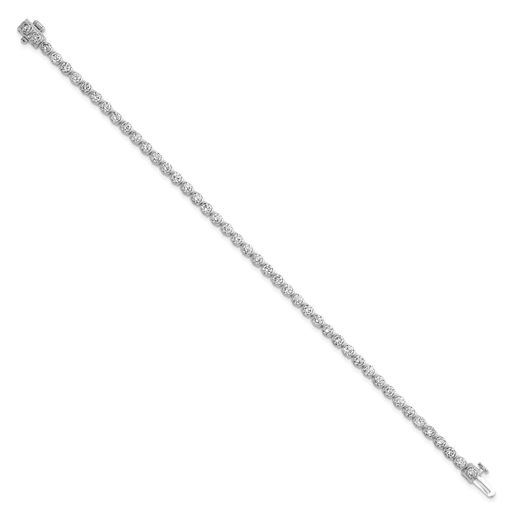 14K White Gold 4.5ct Lab Grown Diamond VS+ F+ Round Half Bezel Complete Bracelet – Elegant Jewelry Gift for Birthday, Anniversary, Engagement, Wedding