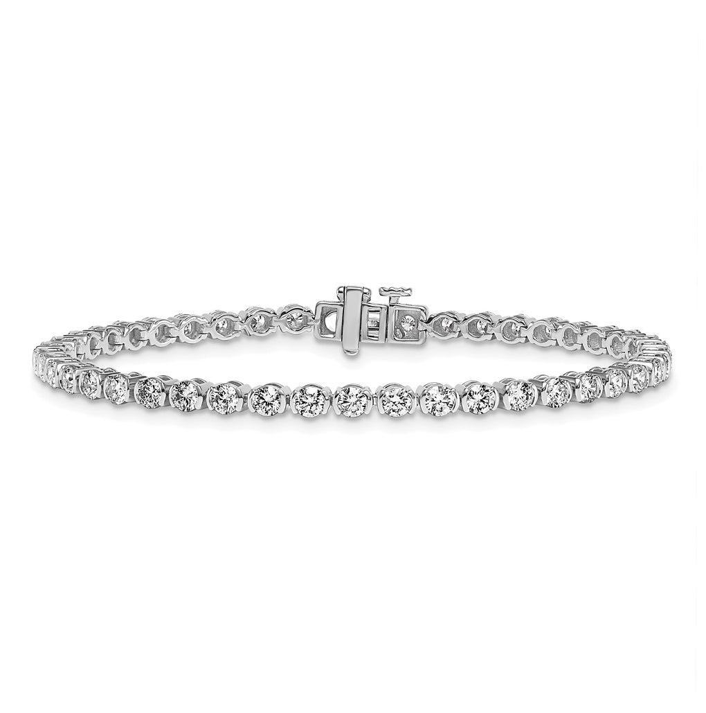14K White Gold 4.5ct Lab Grown Diamond VS+ F+ Round Half Bezel Complete Bracelet – Elegant Jewelry Gift for Birthday, Anniversary, Engagement, Wedding