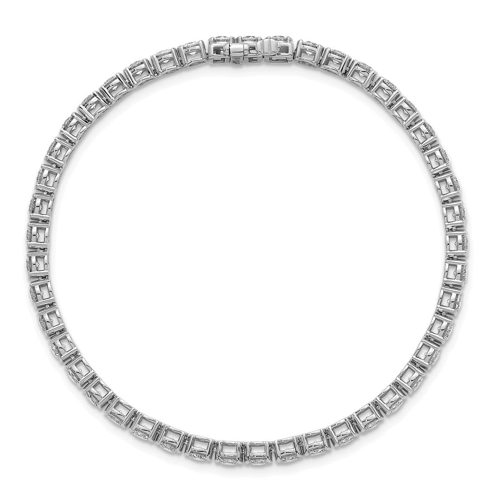 14K White Gold 4.5ct Lab Grown Diamond VS+ F+ Round Half Bezel Complete Bracelet – Elegant Jewelry Gift for Birthday, Anniversary, Engagement, Wedding