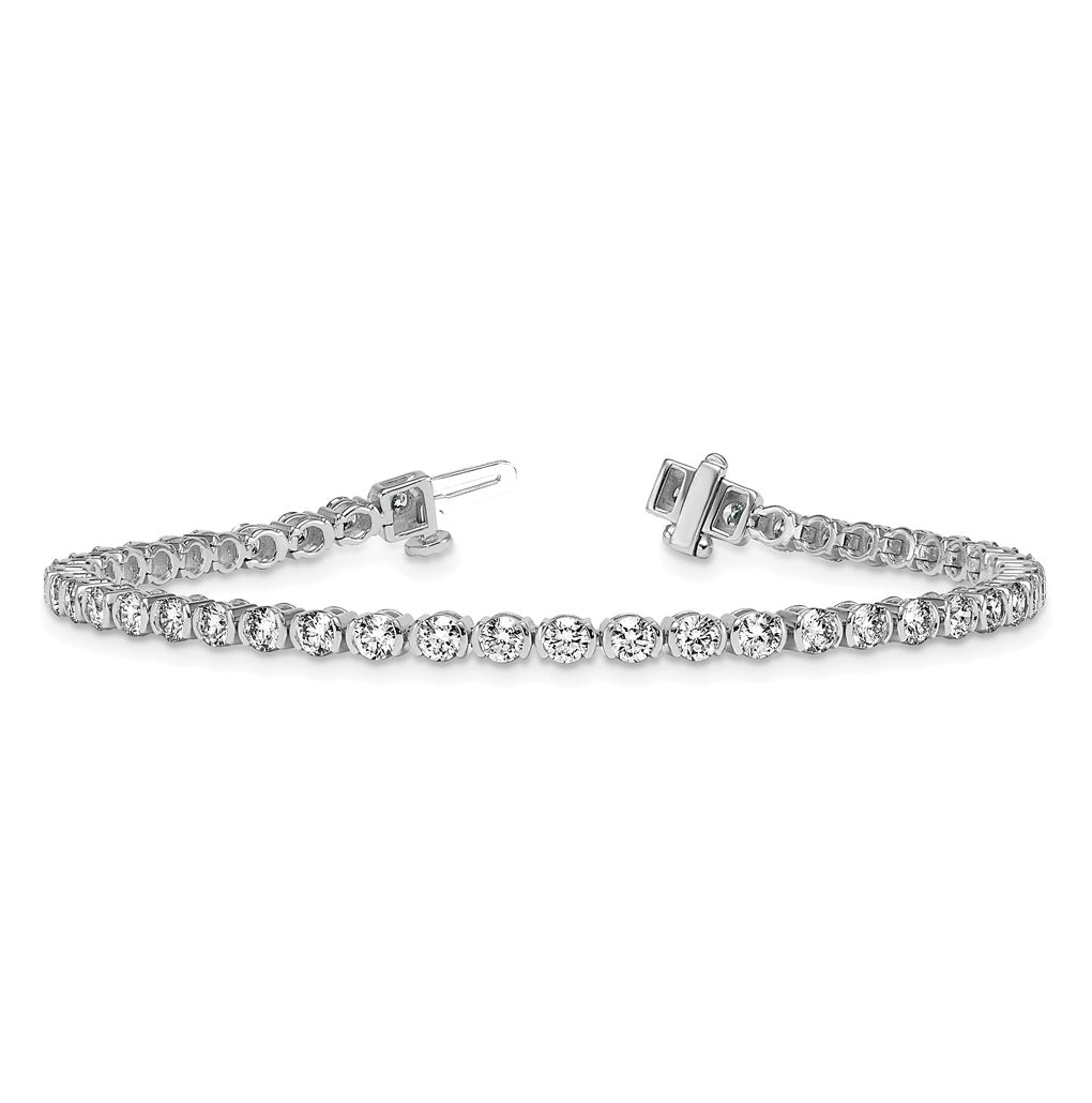 14K White Gold 4.5ct Lab Grown Diamond VS+ F+ Round Half Bezel Complete Bracelet – Elegant Jewelry Gift for Birthday, Anniversary, Engagement, Wedding