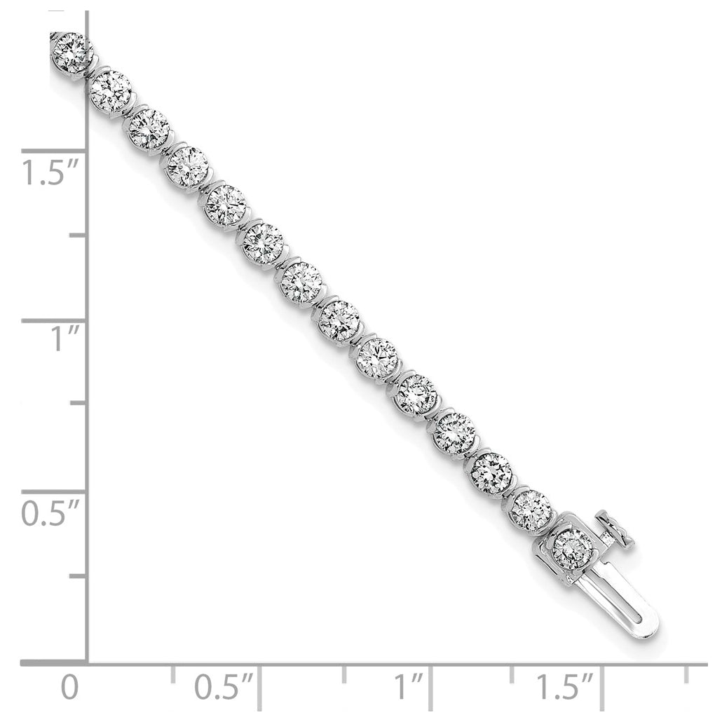 14K White Gold 4.5ct Lab Grown Diamond VS+ F+ Round Half Bezel Complete Bracelet – Elegant Jewelry Gift for Birthday, Anniversary, Engagement, Wedding