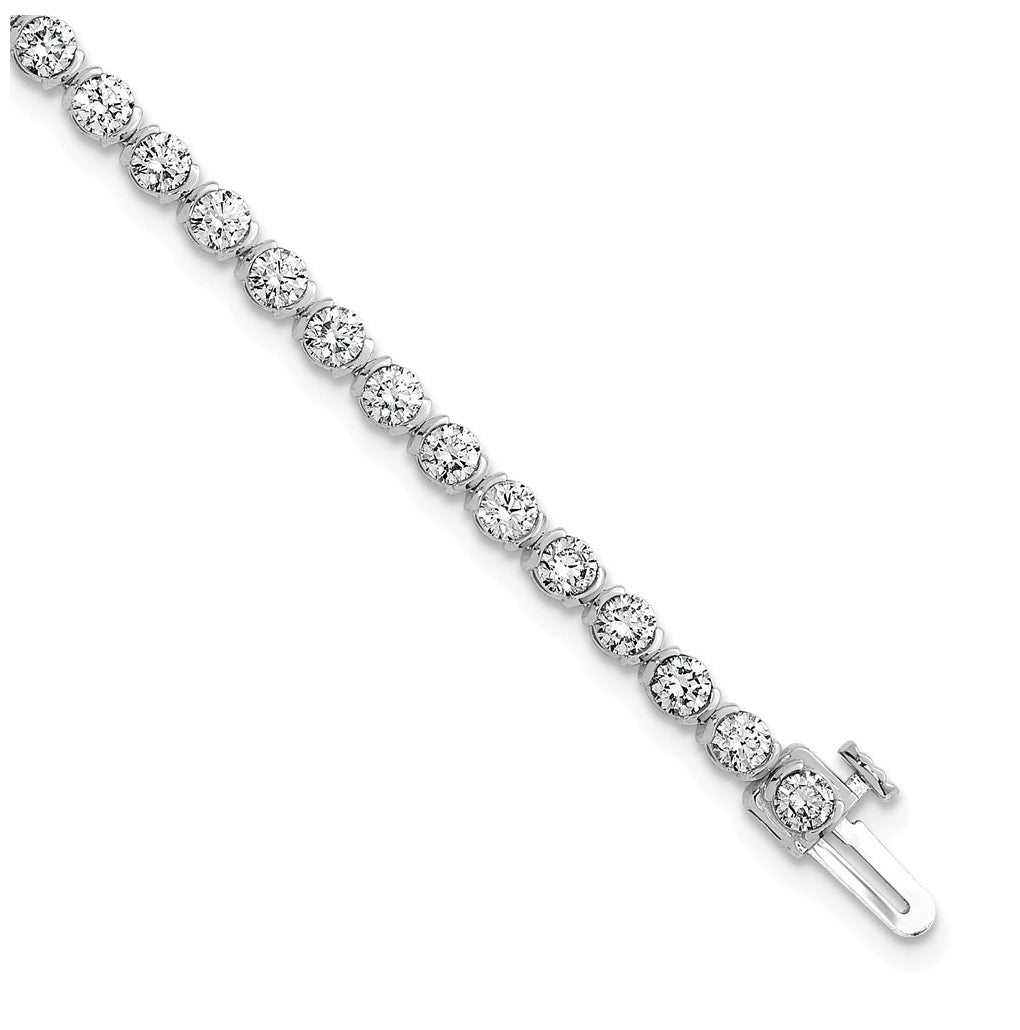 14K White Gold 4.5ct Lab Grown Diamond VS+ F+ Round Half Bezel Complete Bracelet – Elegant Jewelry Gift for Birthday, Anniversary, Engagement, Wedding