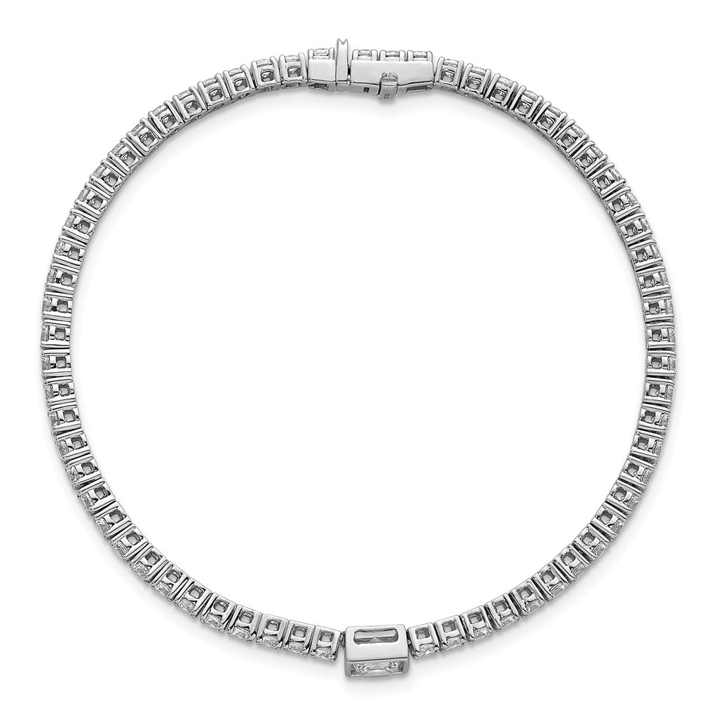 Sterling Silver Rhodium-plated 4.5ct Lab Grown Diamond VS+ F+ Princess Cntr Complete Tennis Bracelet – Elegant Jewelry Gift for Birthday, Anniversary, Engagement, Wedding