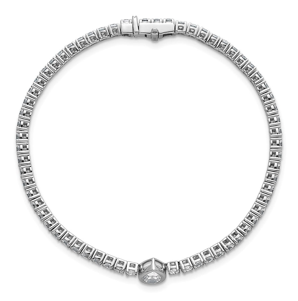 Sterling Silver Rhodium-plated 4.5ct Lab Grown Diamond VS+ F+ Pear Cntr Complete Tennis Bracelet – Elegant Jewelry Gift for Birthday, Anniversary, Engagement, Wedding