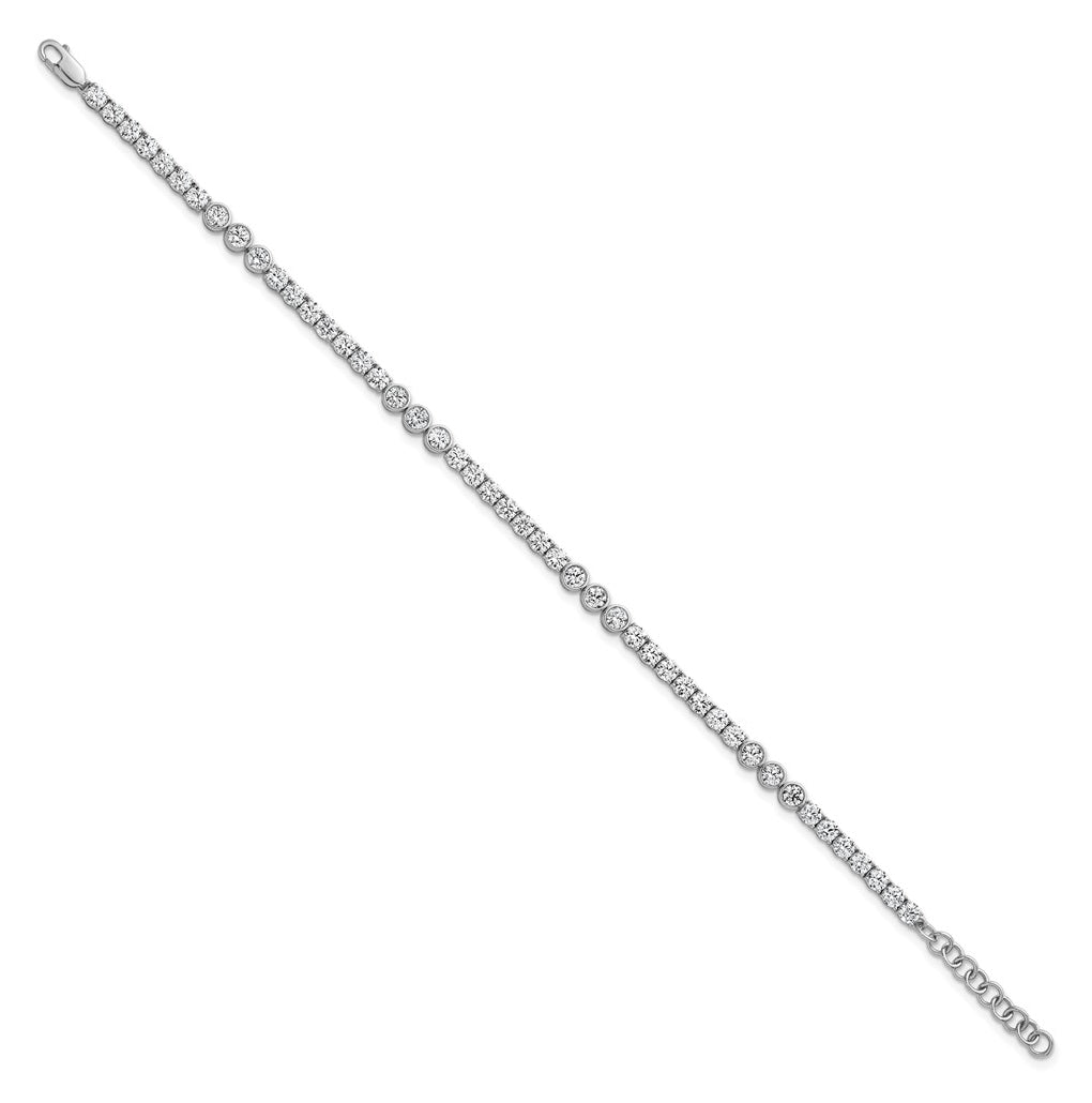 14K White Gold 4.75ct Lab Grown Diamond VS+ F+ Bezel Set Complete 6.5in with 1in ext. Tennis Bracelet – Elegant Jewelry Gift for Birthday, Anniversary, Engagement, Wedding