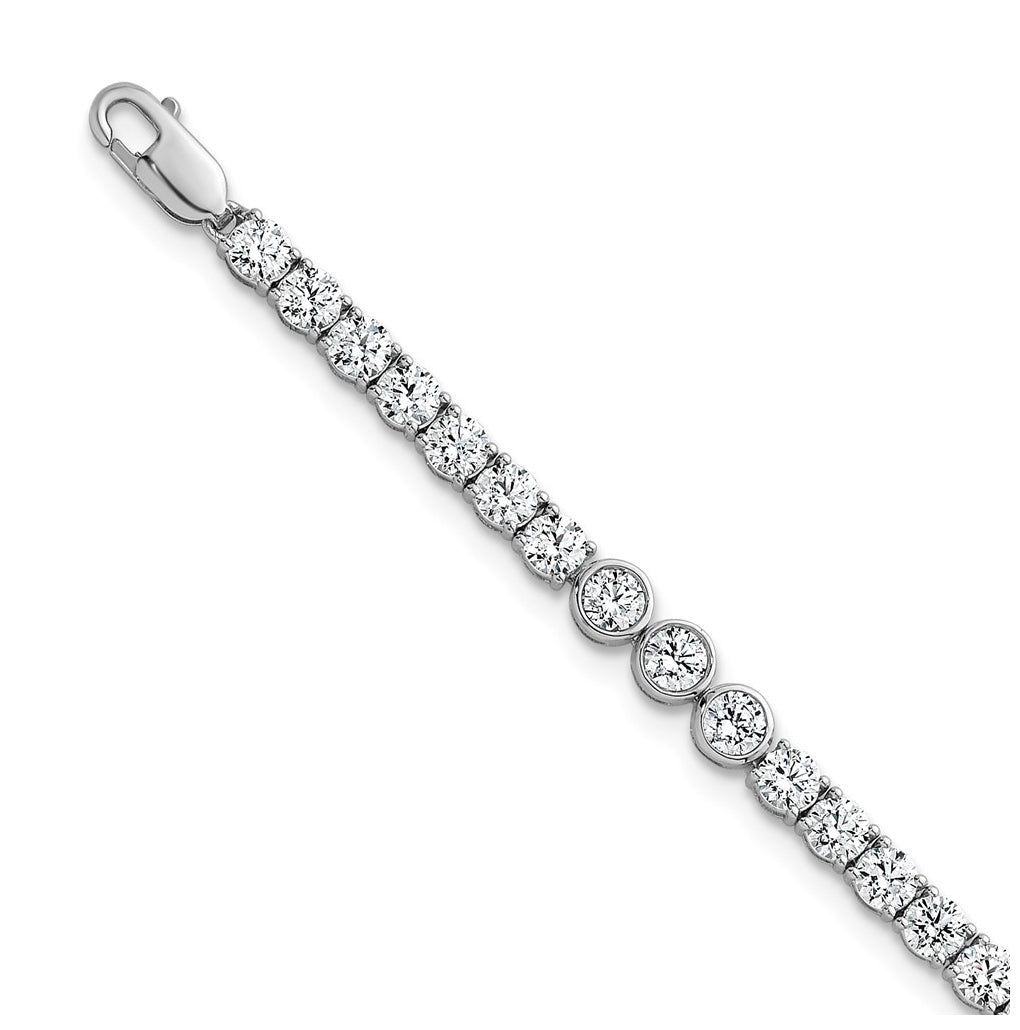14K White Gold 4.75ct Lab Grown Diamond VS+ F+ Bezel Set Complete 6.5in with 1in ext. Tennis Bracelet – Elegant Jewelry Gift for Birthday, Anniversary, Engagement, Wedding