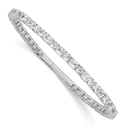 14K White Gold 7ct Lab Grown Diamond VS+F+ Multi-shape Complete Flexible Bangle – Elegant Jewelry Gift for Birthday, Anniversary, Engagement, Wedding