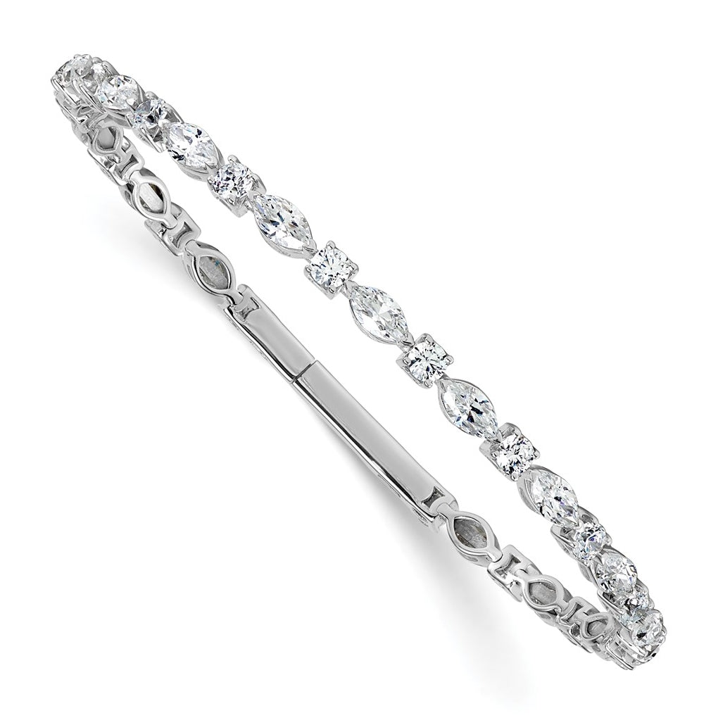14K White Gold 5ct Lab Grown Diamond VS+F+ Multi-shape Complete Flexible Bangle – Elegant Jewelry Gift for Birthday, Anniversary, Engagement, Wedding