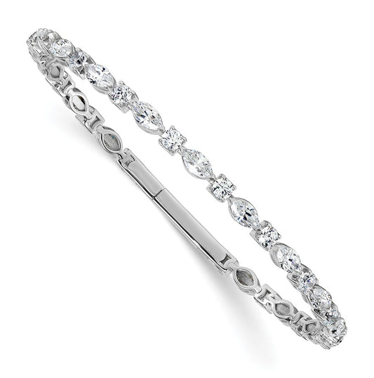 14K White Gold 5ct Lab Grown Diamond VS+F+ Multi-shape Complete Flexible Bangle – Elegant Jewelry Gift for Birthday, Anniversary, Engagement, Wedding