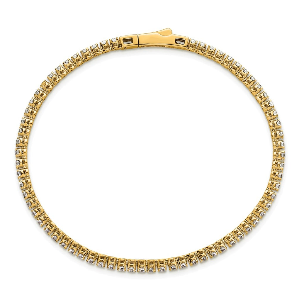 14k Yellow Gold 3ct Round Lab Grown Diamond VS+ F+ Complete Flexible Bangle – Elegant Jewelry Gift for Birthday, Anniversary, Engagement, Wedding