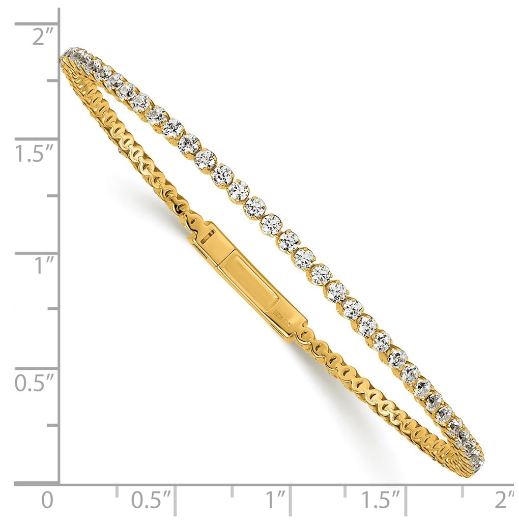 14k Yellow Gold 3ct Round Lab Grown Diamond VS+ F+ Complete Flexible Bangle – Elegant Jewelry Gift for Birthday, Anniversary, Engagement, Wedding