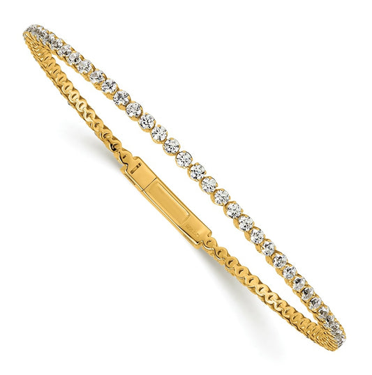 14k Yellow Gold 3ct Round Lab Grown Diamond VS+ F+ Complete Flexible Bangle – Elegant Jewelry Gift for Birthday, Anniversary, Engagement, Wedding
