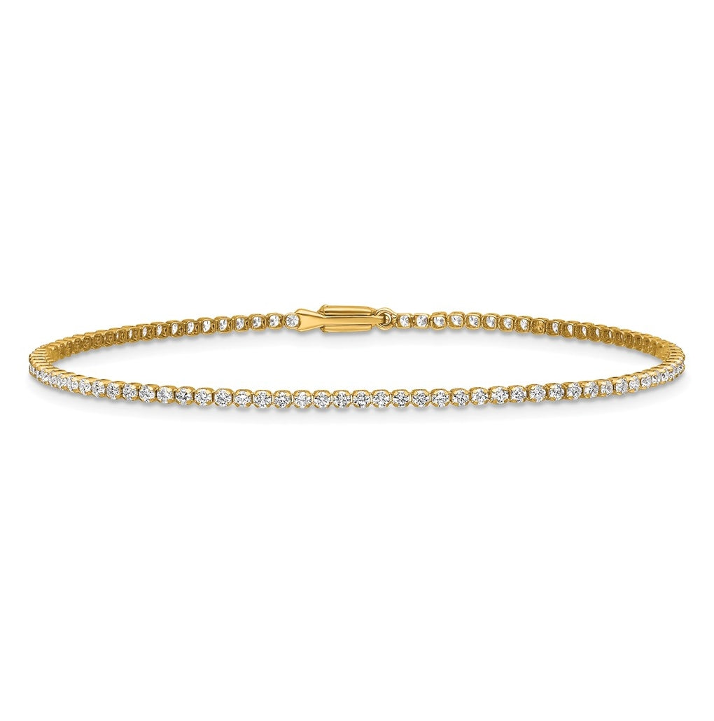 10K Yellow Gold 1 1/3 ct Lab Grown Diamond VS/SI+ G+ 7in Complete Round Tennis Bracelet – Elegant Jewelry Gift for Birthday, Anniversary, Engagement, Wedding