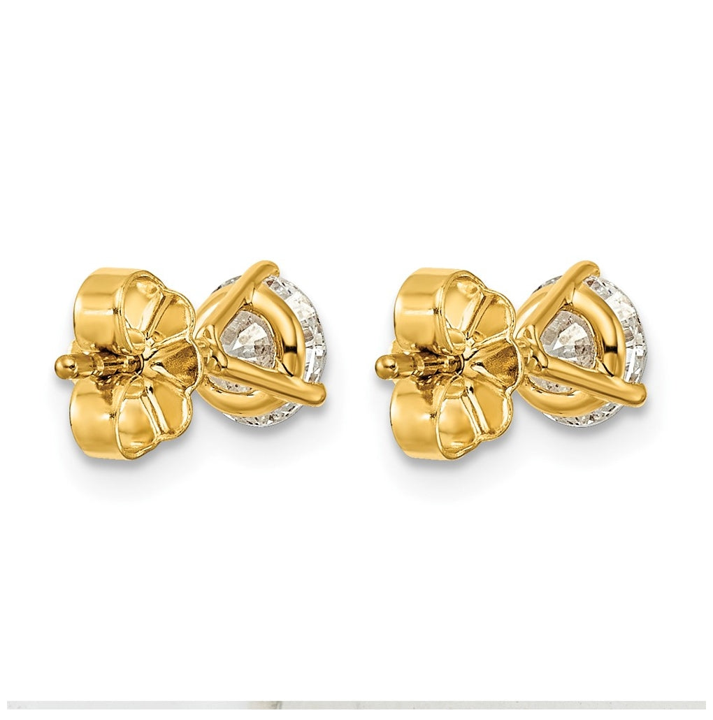 10K Yellow Gold 1ct Cert Lab Grown Diamond VS+ F+ Round Complete Stud Earrings – Elegant Jewelry Gift for Birthday, Anniversary, Engagement, Wedding