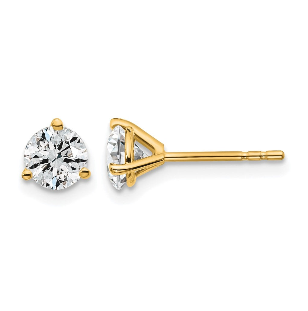 10K Yellow Gold 1ct Cert Lab Grown Diamond VS/SI+ G+ Round Complete Stud Earrings – Elegant Jewelry Gift for Birthday, Anniversary, Engagement, Wedding