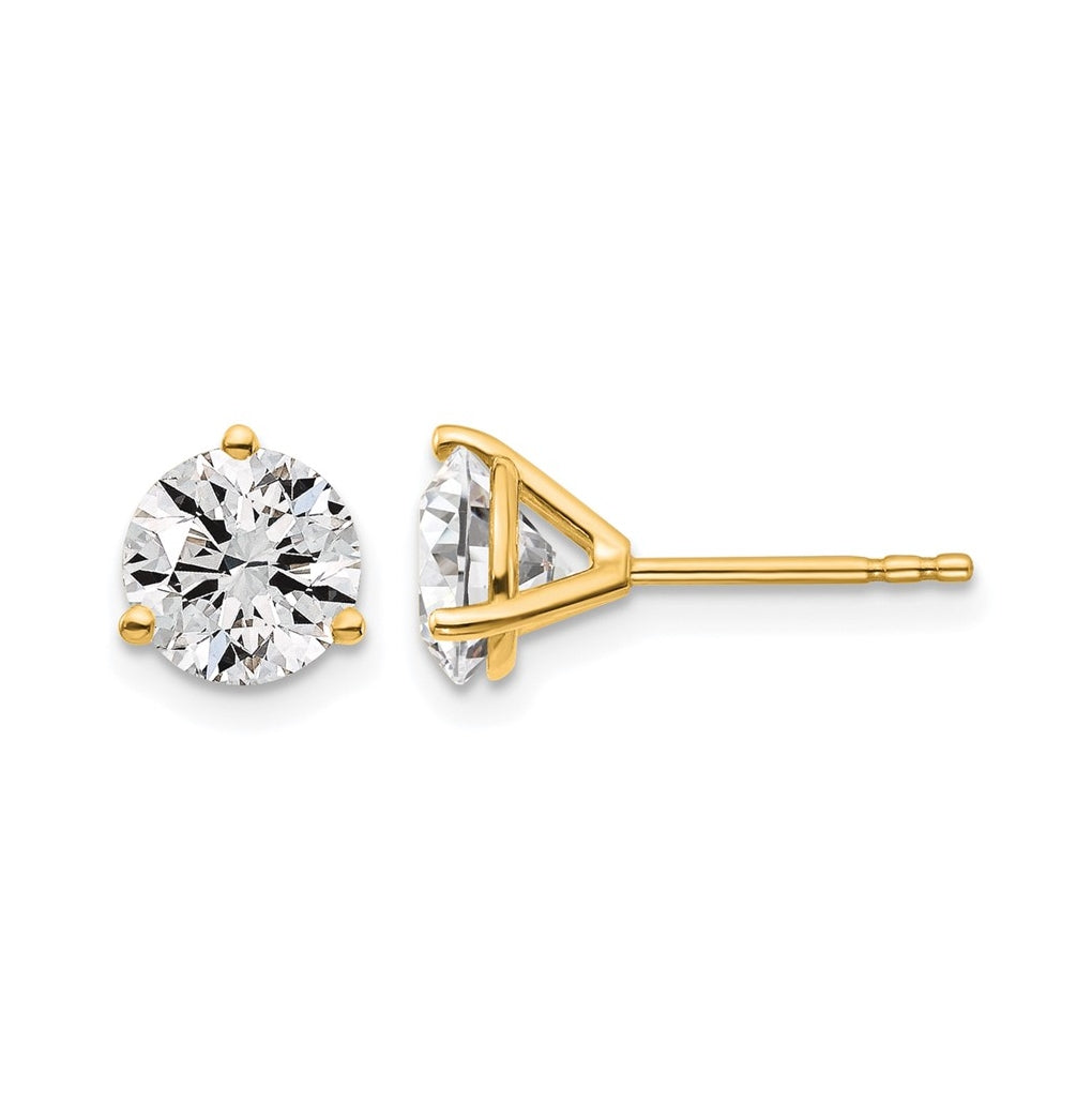 10K Yellow Gold 1ct Cert Lab Grown Diamond VS/SI+ G+ Round Complete Stud Earrings – Elegant Jewelry Gift for Birthday, Anniversary, Engagement, Wedding