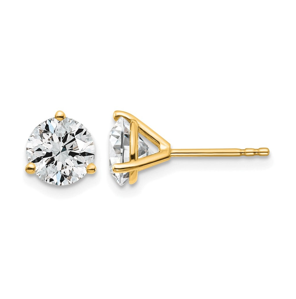 10K Yellow Gold 1ct Lab Grown Diamond VS+ F+ Round Complete Stud Earrings – Elegant Jewelry Gift for Birthday, Anniversary, Engagement, Wedding