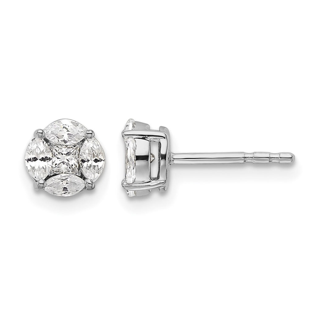 Sterling Silver Rhodium-plated 1/2 ct Lab Grown Diamond VS/SI+ G+ Complete Halo Post Earrings – Elegant Jewelry Gift for Birthday, Anniversary, Engagement, Wedding