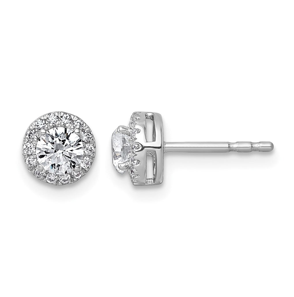 10K Yellow Gold 5/8ct Lab Grown Diamond VS+ F+ Round Complete Halo Post Earrings – Elegant Jewelry Gift for Birthday, Anniversary, Engagement, Wedding