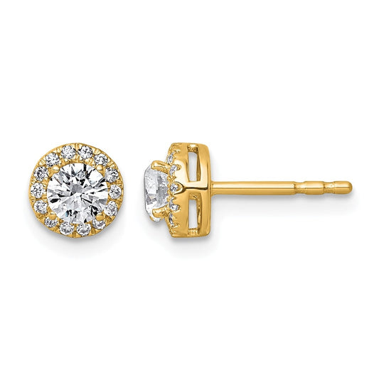 10K Yellow Gold 5/8ct Lab Grown Diamond VS+ F+ Round Complete Halo Post Earrings – Elegant Jewelry Gift for Birthday, Anniversary, Engagement, Wedding