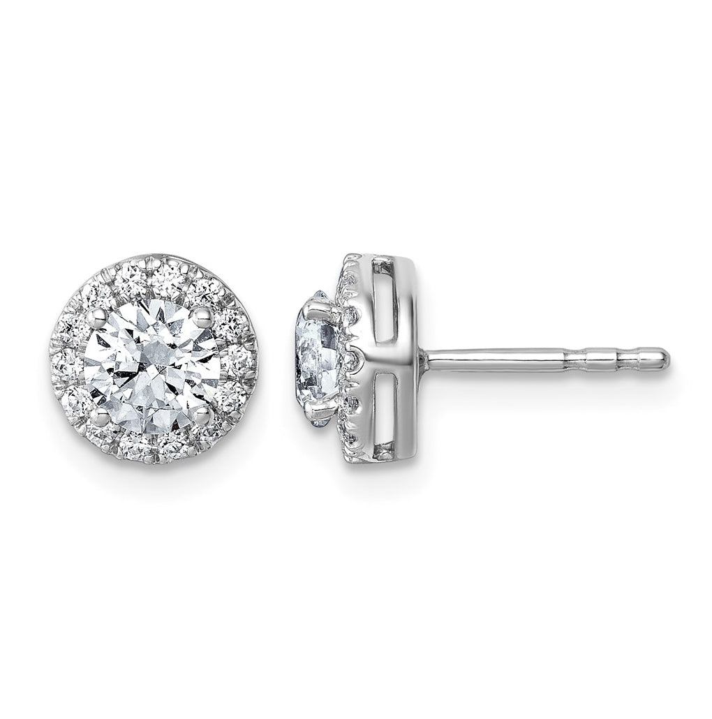 10K Yellow Gold 5/8ct Lab Grown Diamond VS+ F+ Round Complete Halo Post Earrings – Elegant Jewelry Gift for Birthday, Anniversary, Engagement, Wedding